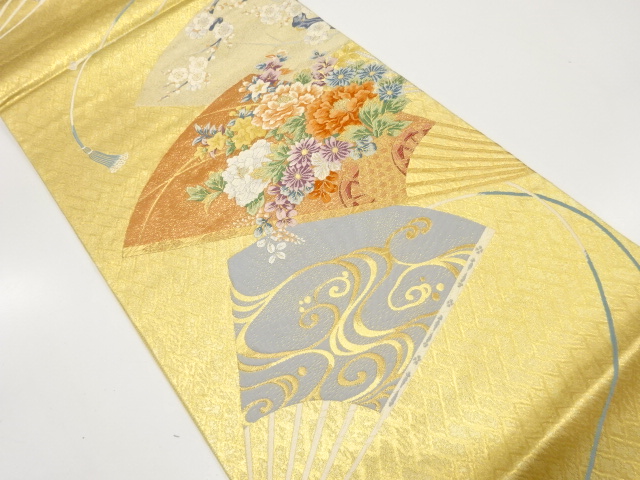 扇に花車模様織り出し　袋帯